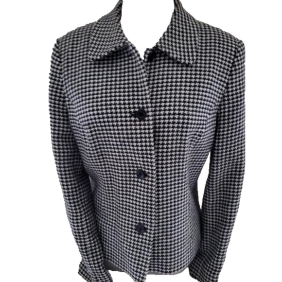 Talbots Wool Blend Houndstooth Blazer Size 8 - Picture 2 of 16